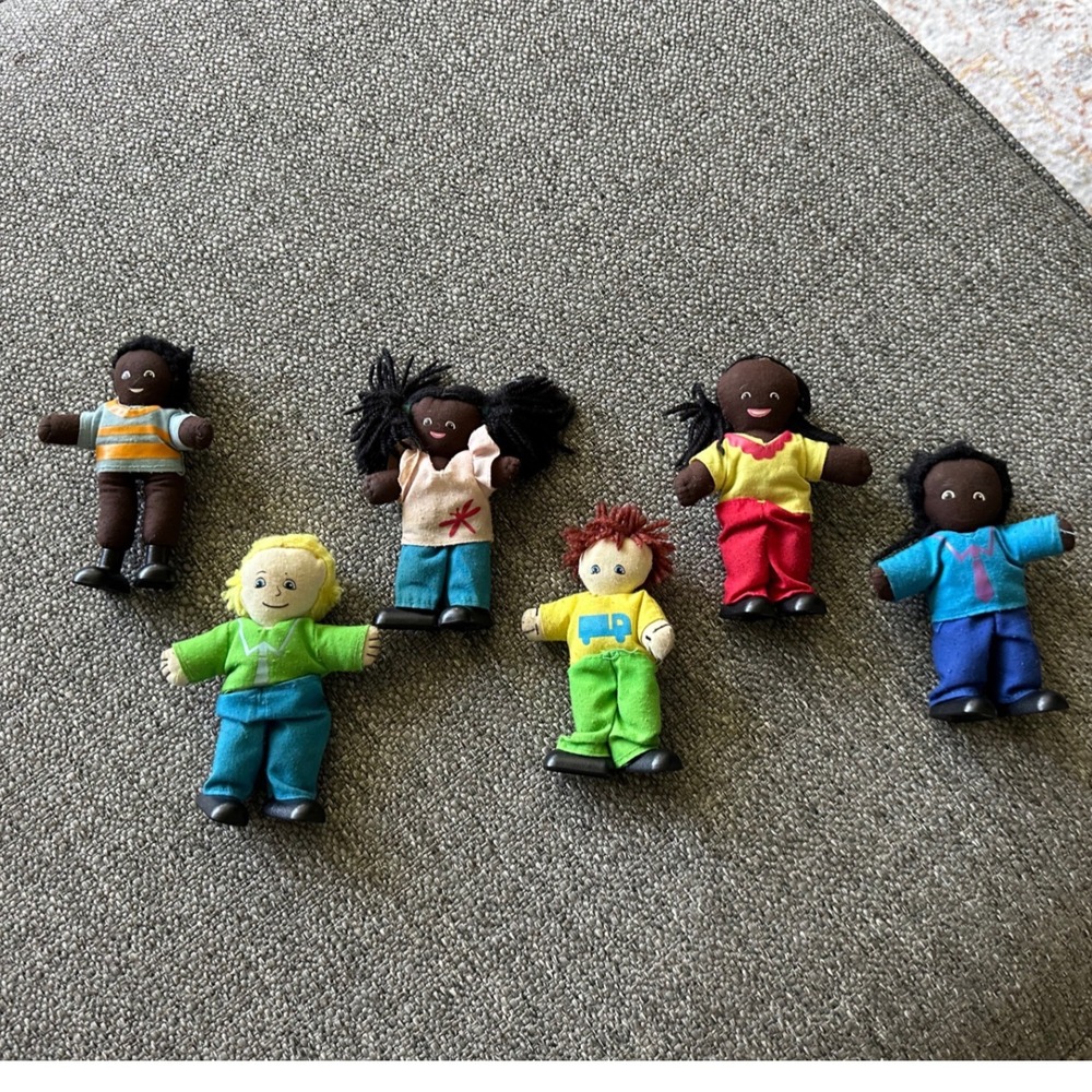 Vintage Lakeshore Dollhouse Figures Set of 6 learning plush EUC